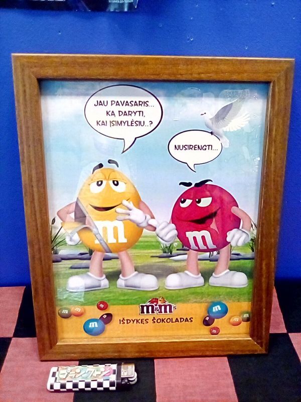 m&m's 額入りポスター(イエロー&レッド/ファスナー) - プランクトン