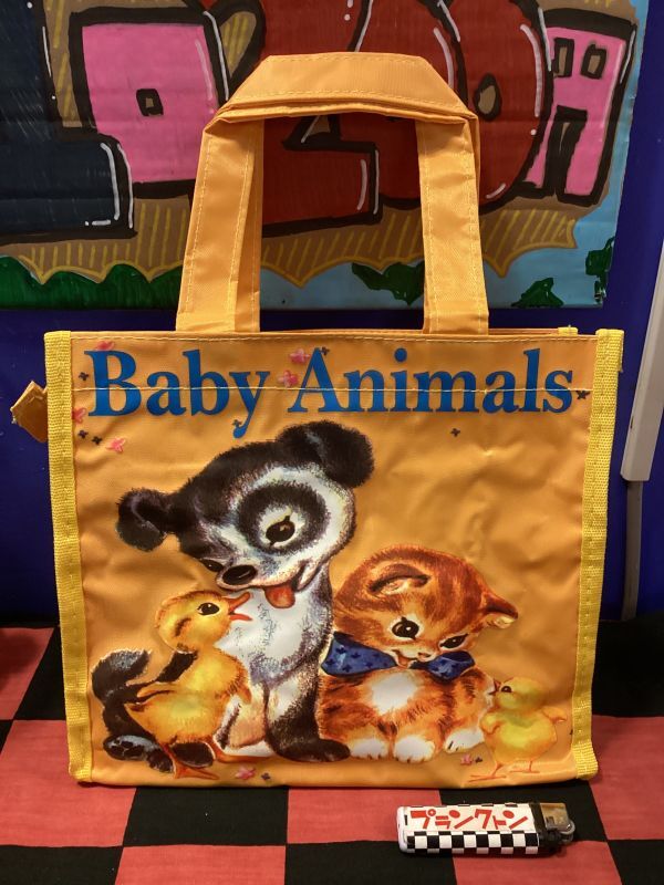 画像1: チャック付きナイロントートバッグ(baby animals)