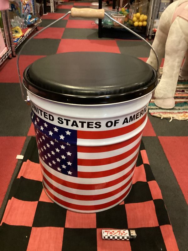 画像3: オイル缶スツール　（US FLAG/ホワイト）