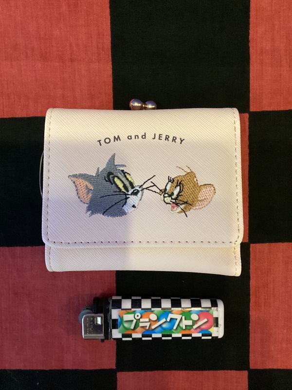 画像1: トム＆ジェリー　コンパクト財布(ベージュ/ポイント刺繍)