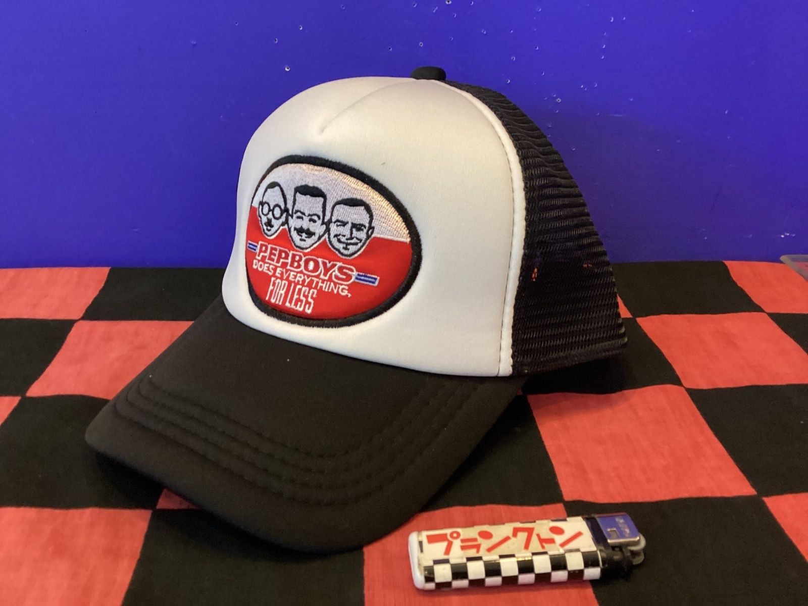 画像1: メッシュワッペンキャップ（PEPBOYS/ブラック）