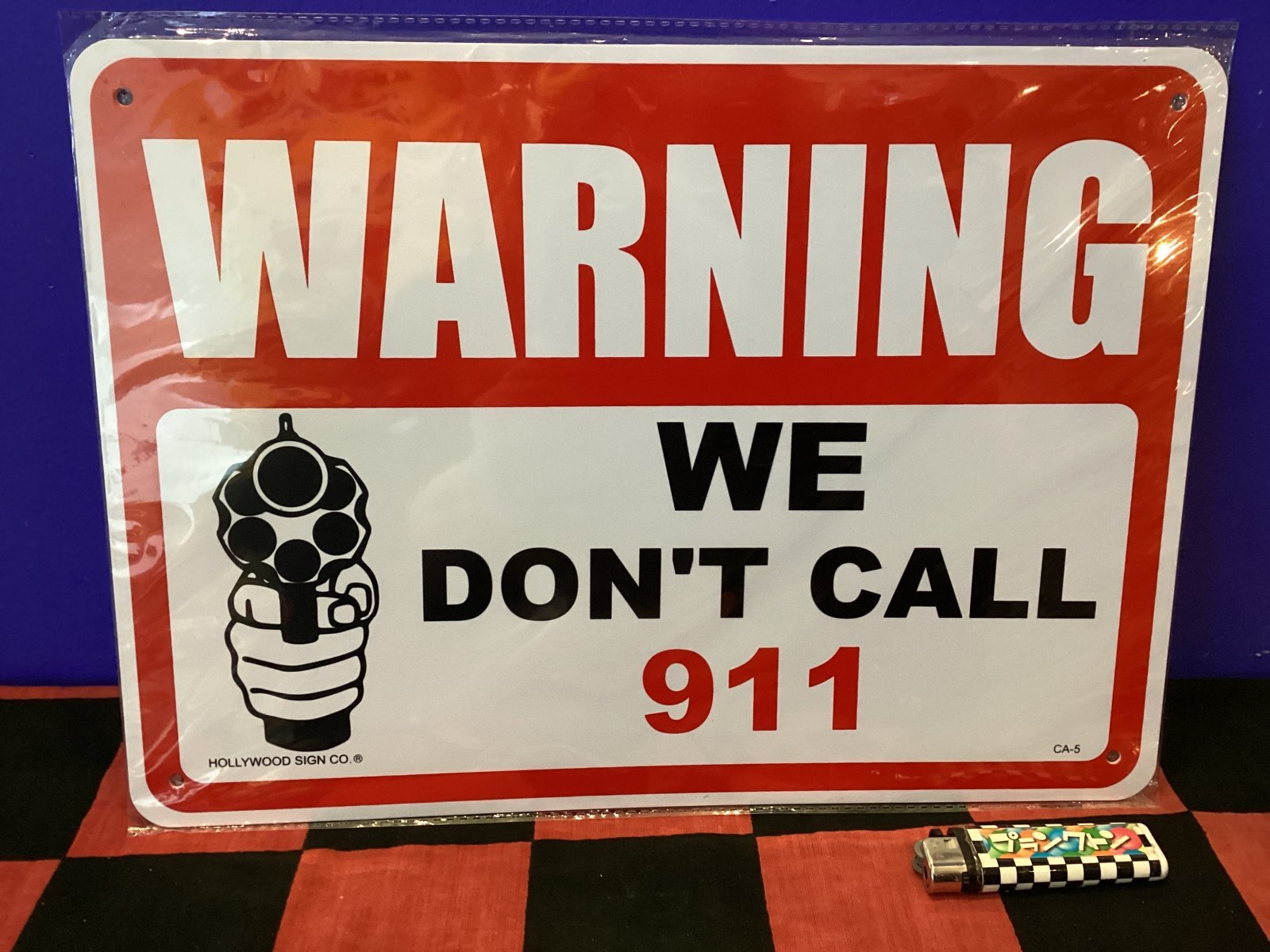 画像1: アメリカンプラサインプレート（WARNING/911）