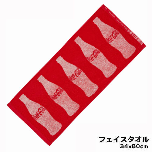 画像1: コーラ　ジャガードフェイスタオル(レッド　ビン)