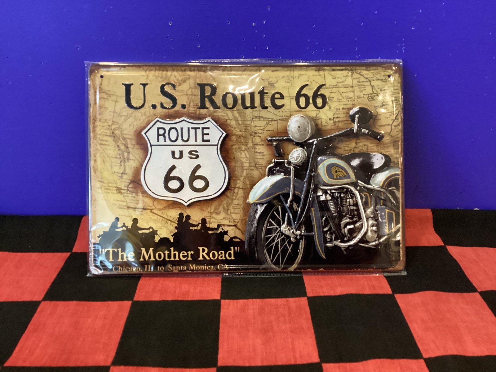 画像1: アンティーク風メタルプレート（U.S ROUTE 66 Chicago)