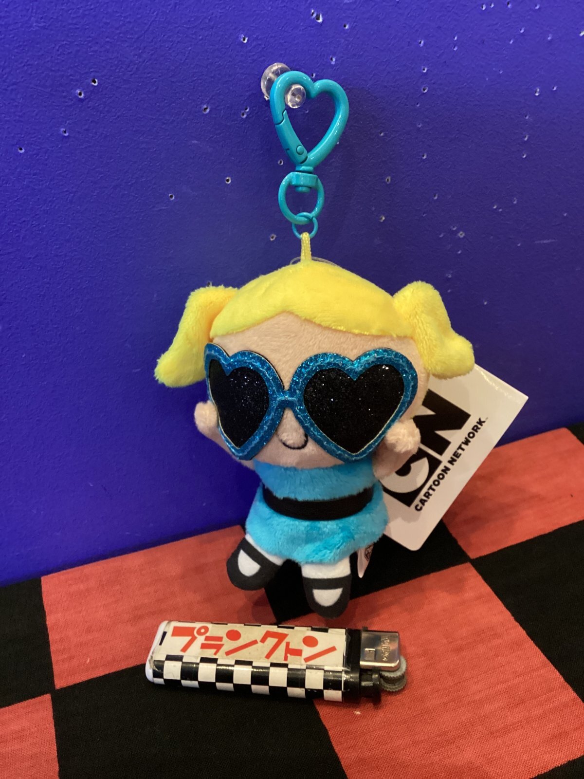 画像1: パワーパフガールズ　ぬいぐるみキーリング　ぬいぐるみマスコット（バブルス/サングラス）