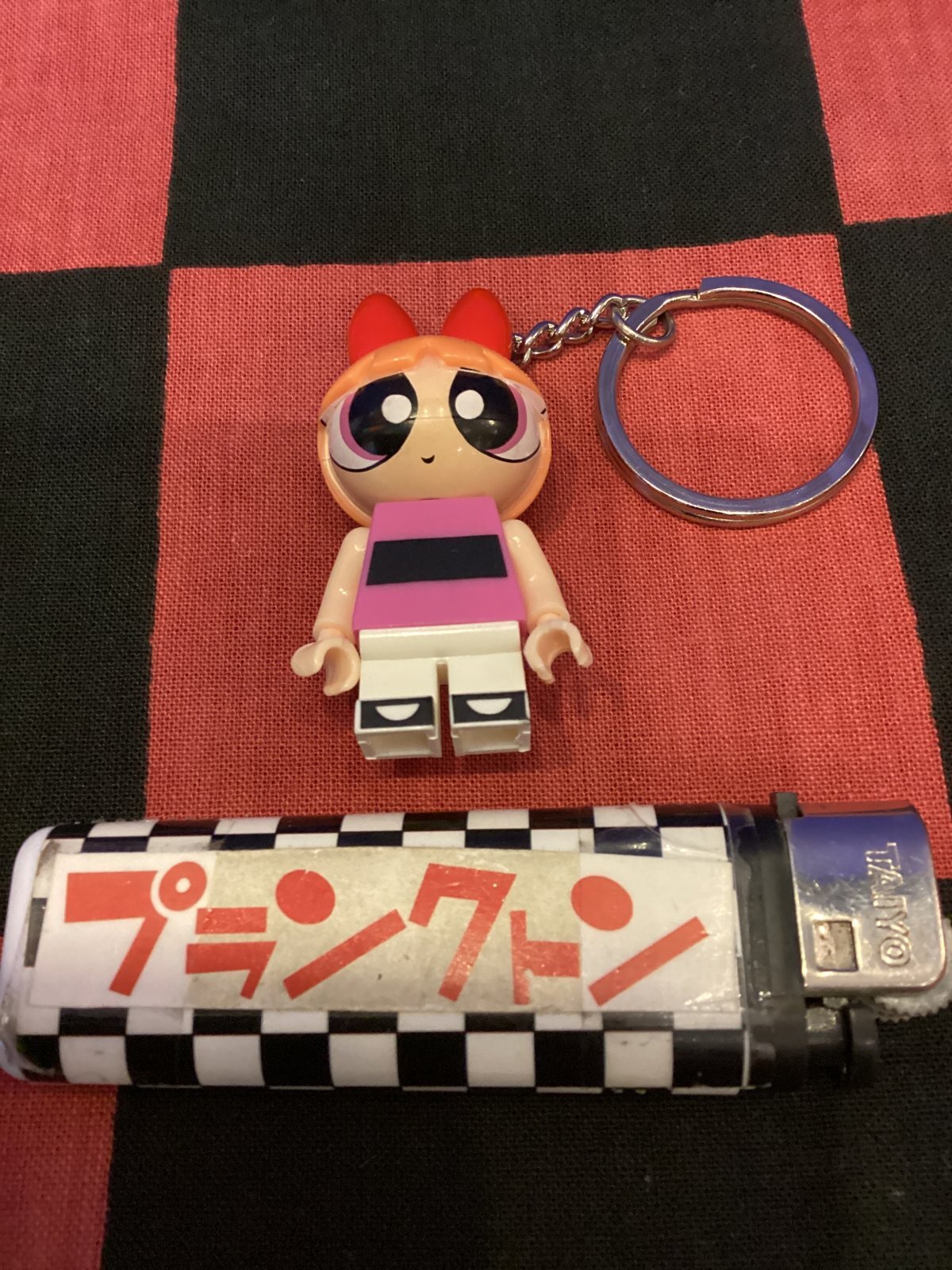 画像1: LEGO風ブロック　キャラクターキーホルダー(パワーパフガールズ/ブロッサム)