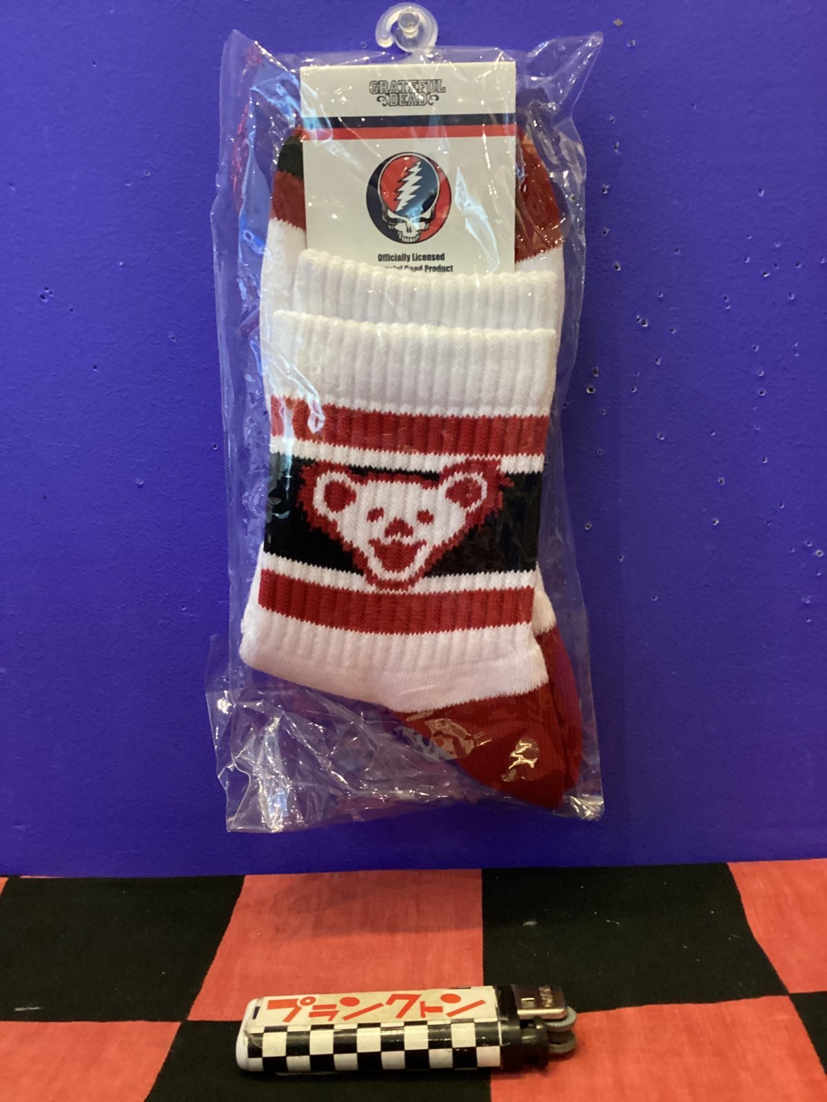 画像1: ハイソックス　靴下（デッドベア/ホワイト/ブラック/レッド）