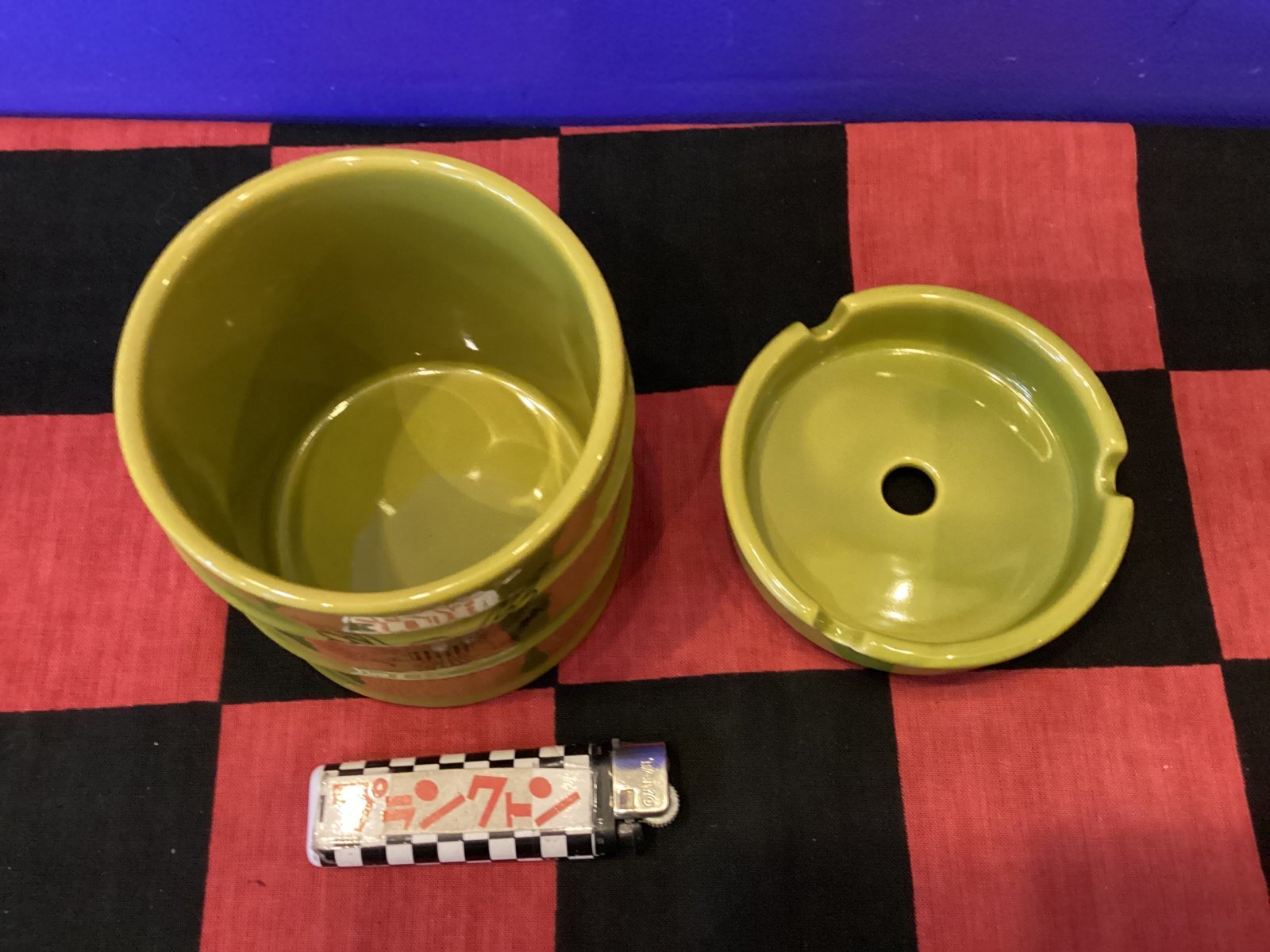 画像4: ドラム缶アッシュトレイ　陶器灰皿（USアーミー/ARMY/イエローグリーン）