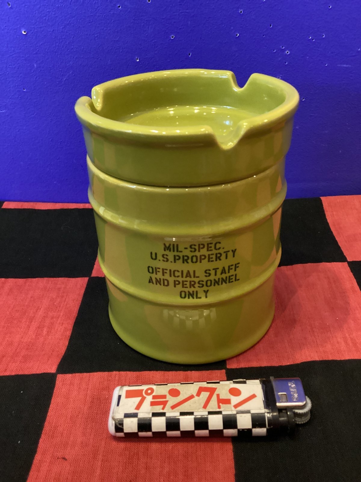 画像3: ドラム缶アッシュトレイ　陶器灰皿（USアーミー/ARMY/イエローグリーン）