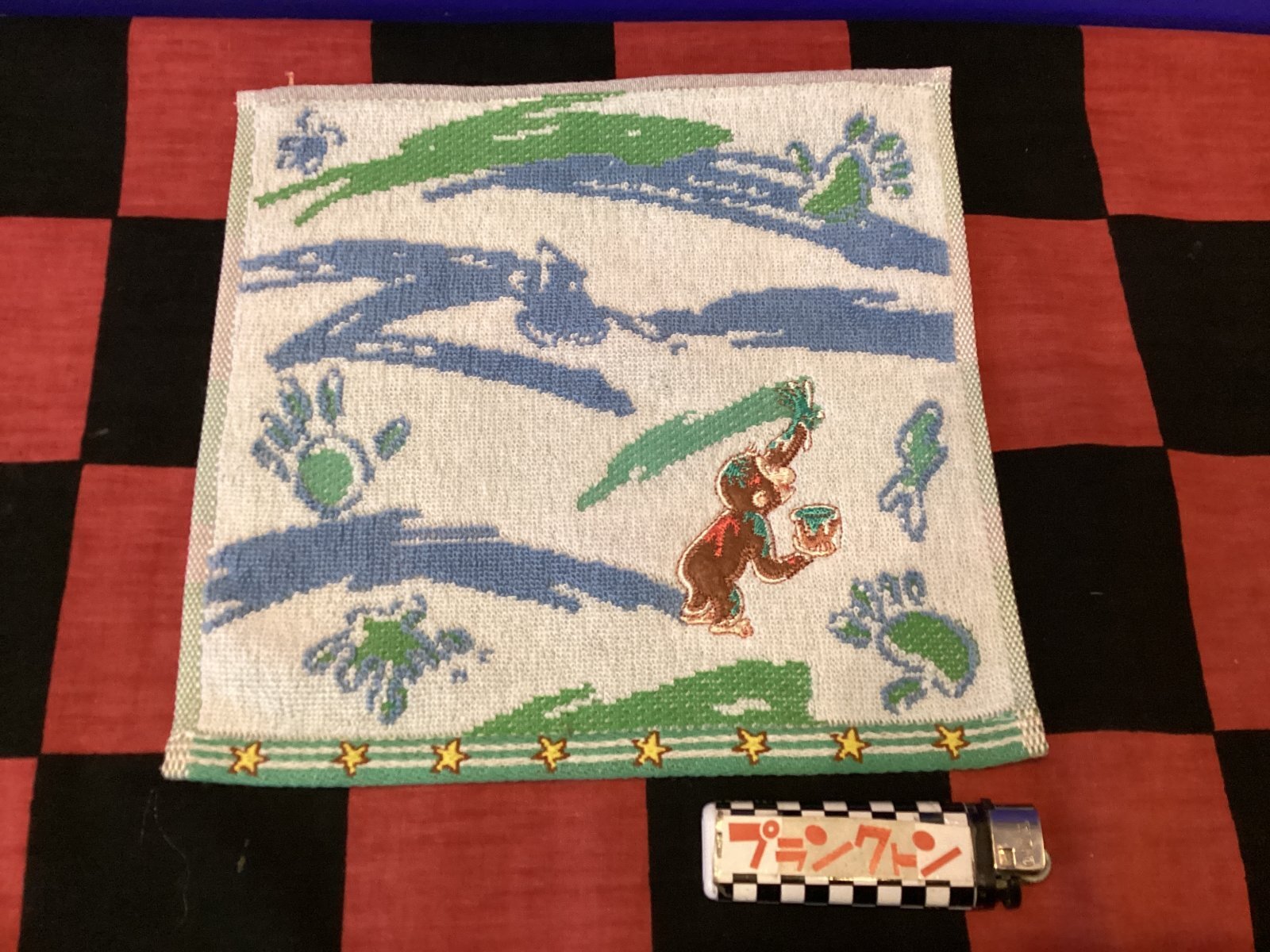 画像1: おさるのジョージ　ミニタオル　(ペンキあそび/ブルー)